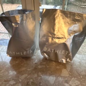 Pair of 2 large Athleta silver tote shopping bags